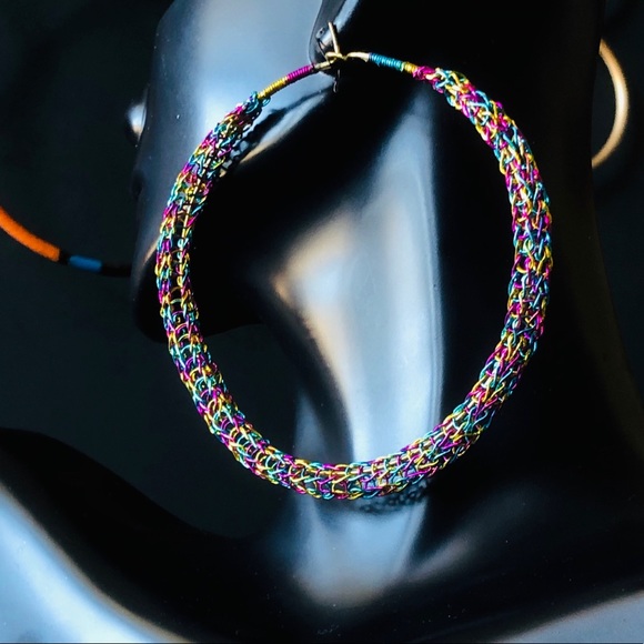 2.50” City Lights Wire Crocheted Hoop Earrings - Picture 5 of 8